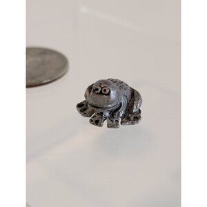 Vtg Michael Ricker? Bartlett Pewter Frog Miniature Figure Small 0.5" Size